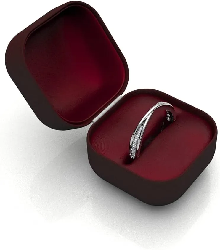 0.24 Carat Natural Diamond Interwined Half Eternity Wedding Band Engagement Rings In 14KT Solid White Gold Channel Setting Anniversary (Clarity I1-I2, Color HI)