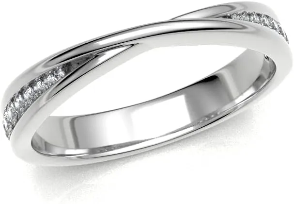0.24 Carat Natural Diamond Interwined Half Eternity Wedding Band Engagement Rings In 14KT Solid White Gold Channel Setting Anniversary (Clarity I1-I2, Color HI)