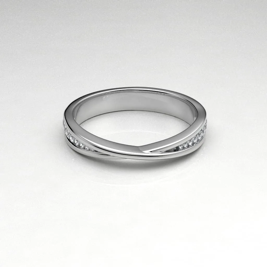 0.24 Carat Natural Diamond Interwined Half Eternity Wedding Band Engagement Rings In 14KT Solid White Gold Channel Setting Anniversary (Clarity I1-I2, Color HI)