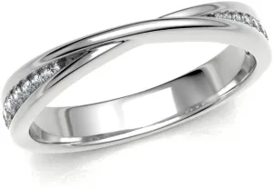 0.24 Carat Natural Diamond Interwined Half Eternity Wedding Band Engagement Rings In 14KT Solid White Gold Channel Setting Anniversary (Clarity I1-I2, Color HI)