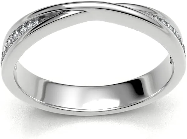 0.24 Carat Natural Diamond Interwined Half Eternity Wedding Band Engagement Rings In 14KT Solid White Gold Channel Setting Anniversary (Clarity I1-I2, Color HI)
