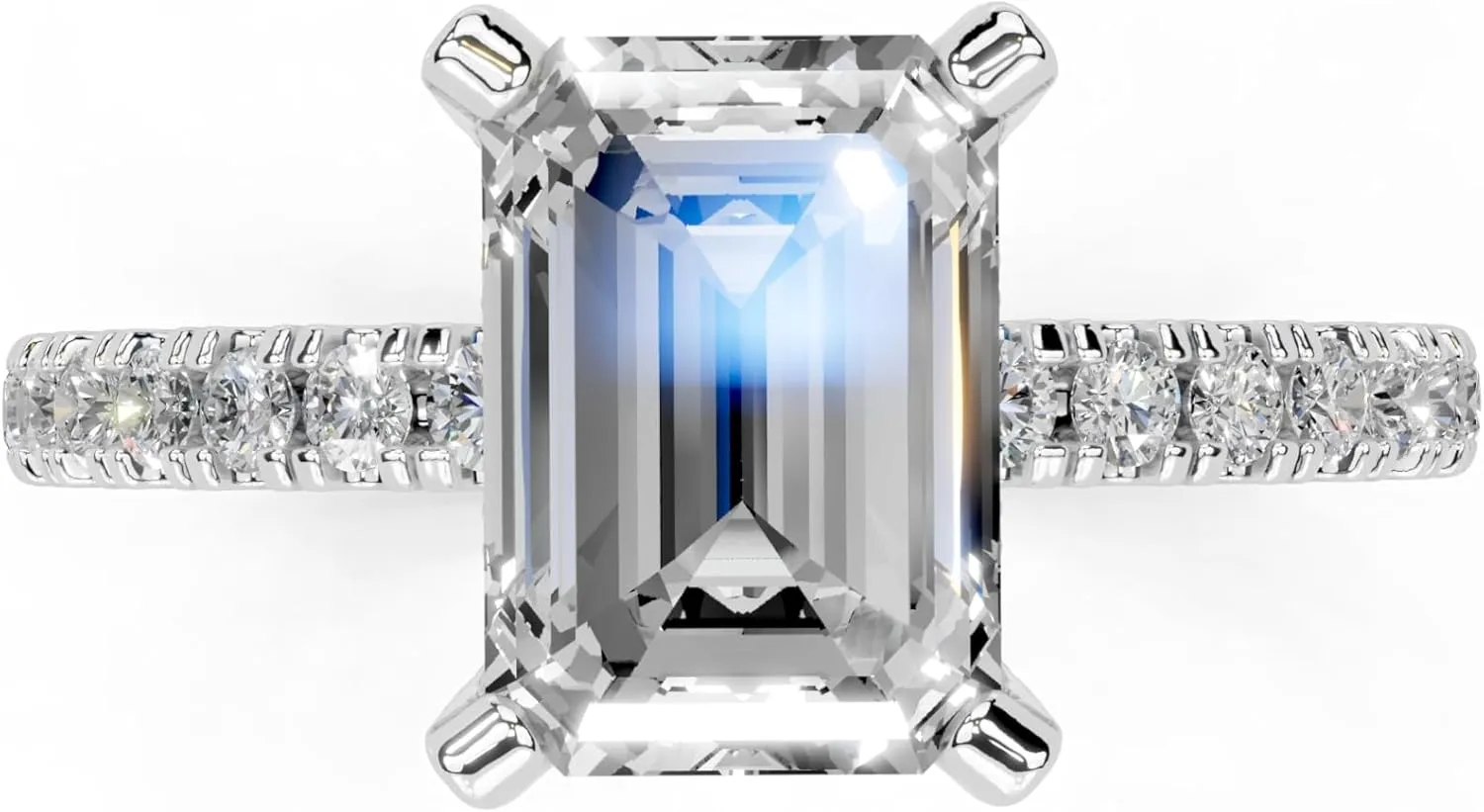 1-5 Carat 14K 18K Gold Platinum Hidden Halo with Emerald Shape Lab Grown Diamond Ring, Engagement, Anniversary, Wedding, IGI Certified, Promise Rings for Women (1-5 Ct, F-G Color, VS1-VS2 Clarity)