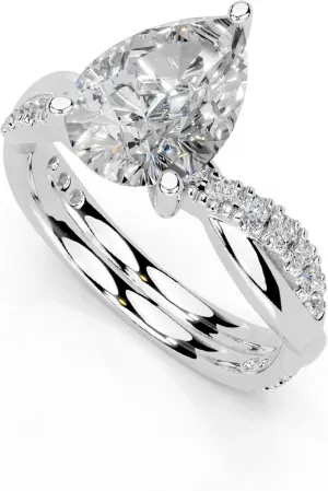 1-5 Carat 14K 18K Gold Platinum Pear Cut 3 Prong Split Shank Lab Grown Diamond Ring, Engagement, Anniversary Wedding, IGI Certified Promise Rings for Women (1-5 Ct, F-G Color, VS1-VS2 Clarity)