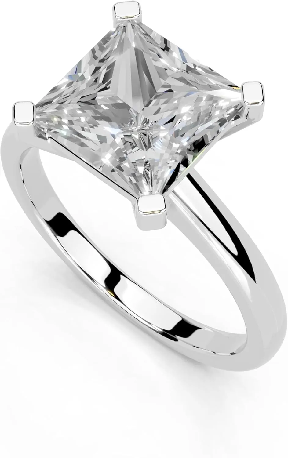 1-5 Carat 14K 18K Gold Platinum Princess Cut 4 Prong Solitaire Lab Grown Diamond Ring, Engagement, Anniversary, Wedding, IGI Certified, Promise Rings for Women (1-5 Ct, F-G Color, VS1-VS2 Clarity)