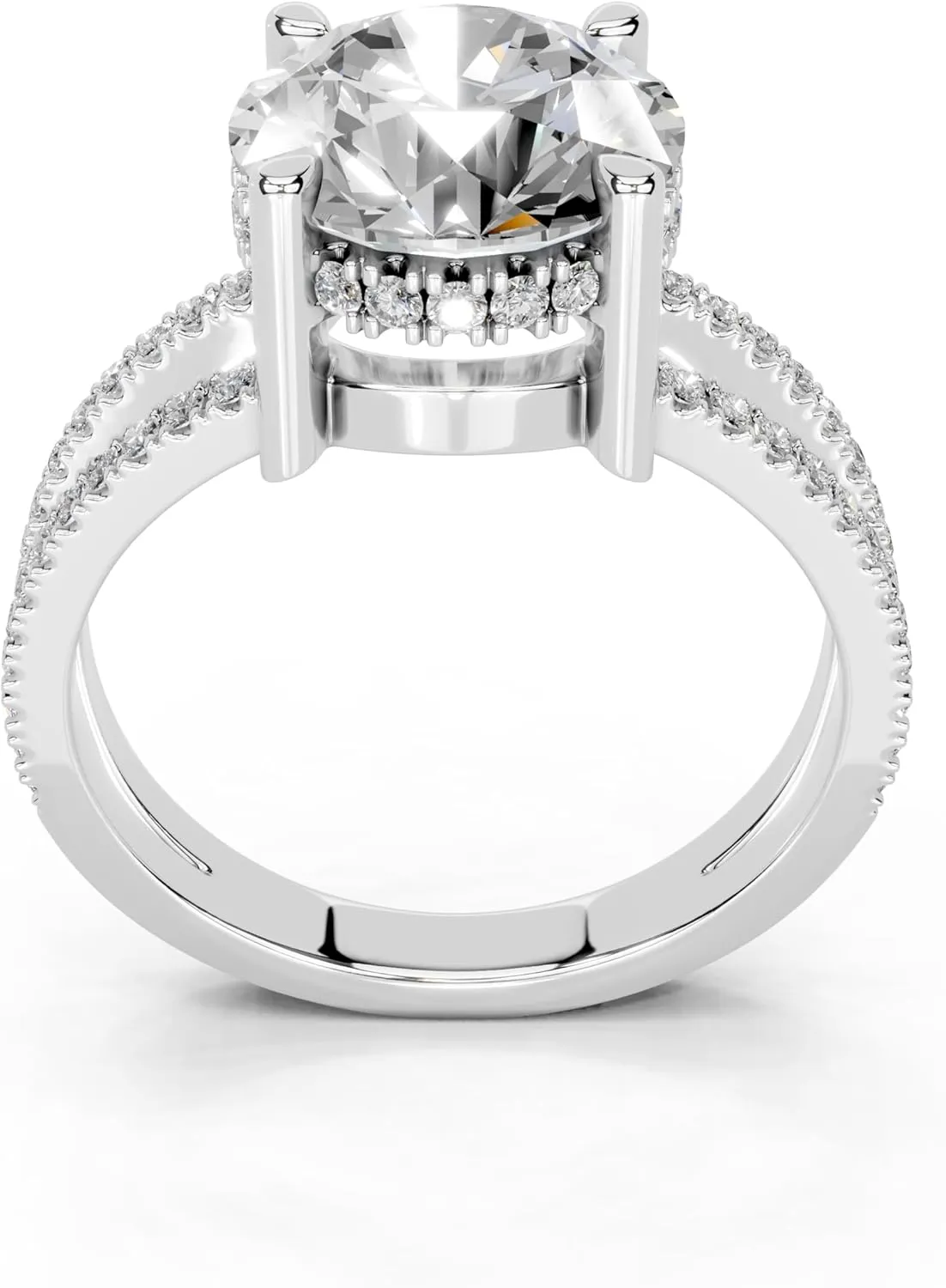 1-5 Carat 14K 18K Gold Platinum Round cut Pave Split Shank Lab Grown Diamond Ring, Engagement, Anniversary Wedding, IGI Certified Promise Rings for Women (1-3 Ct, F-G Color, VS1-VS2 Clarity)