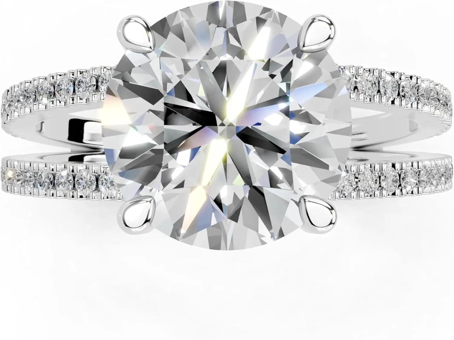 1-5 Carat 14K 18K Gold Platinum Round cut Pave Split Shank Lab Grown Diamond Ring, Engagement, Anniversary Wedding, IGI Certified Promise Rings for Women (1-3 Ct, F-G Color, VS1-VS2 Clarity)