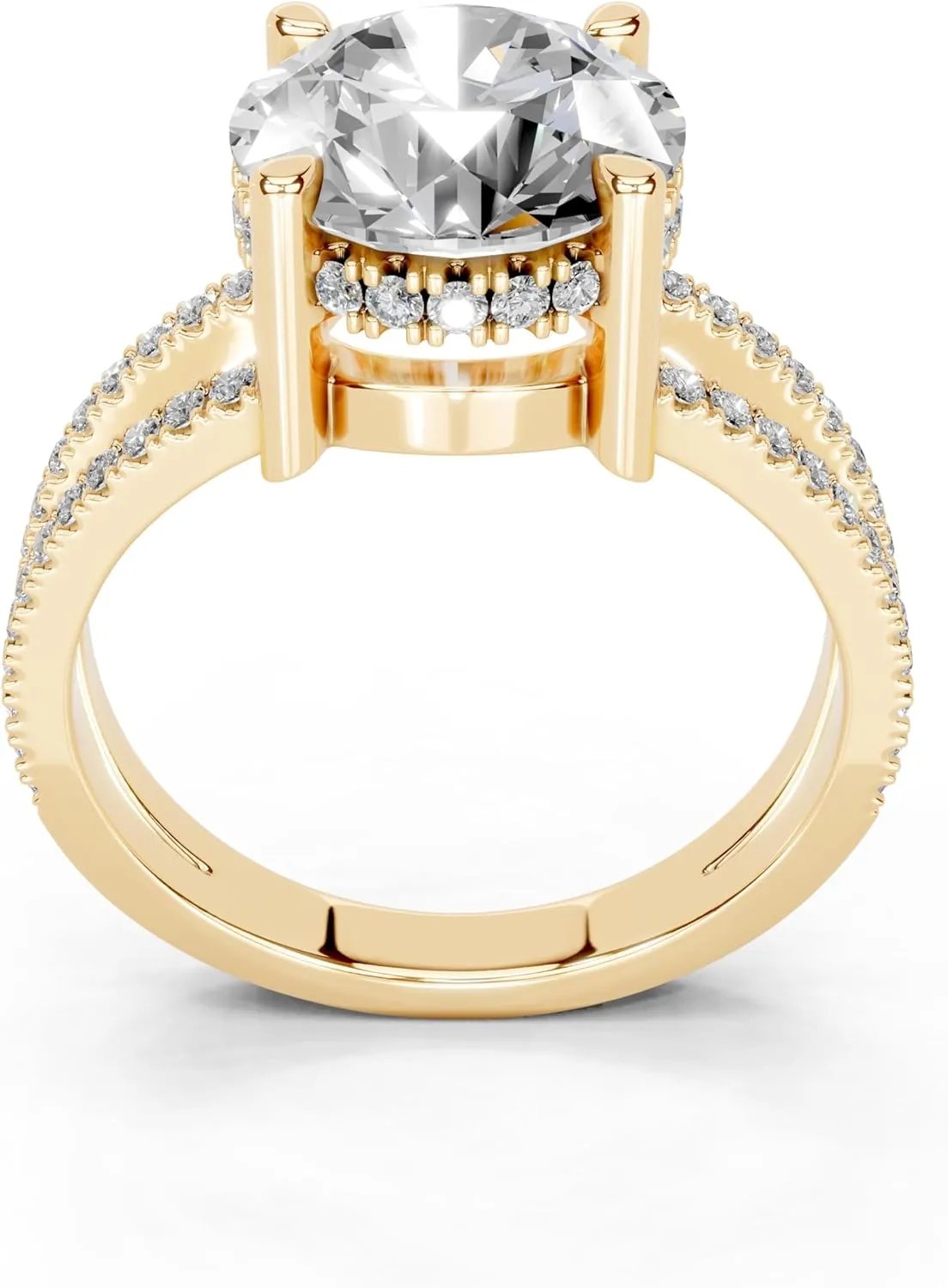1-5 Carat 14K 18K Gold Platinum Round cut Pave Split Shank Lab Grown Diamond Ring, Engagement, Anniversary Wedding, IGI Certified Promise Rings for Women (1-3 Ct, F-G Color, VS1-VS2 Clarity)