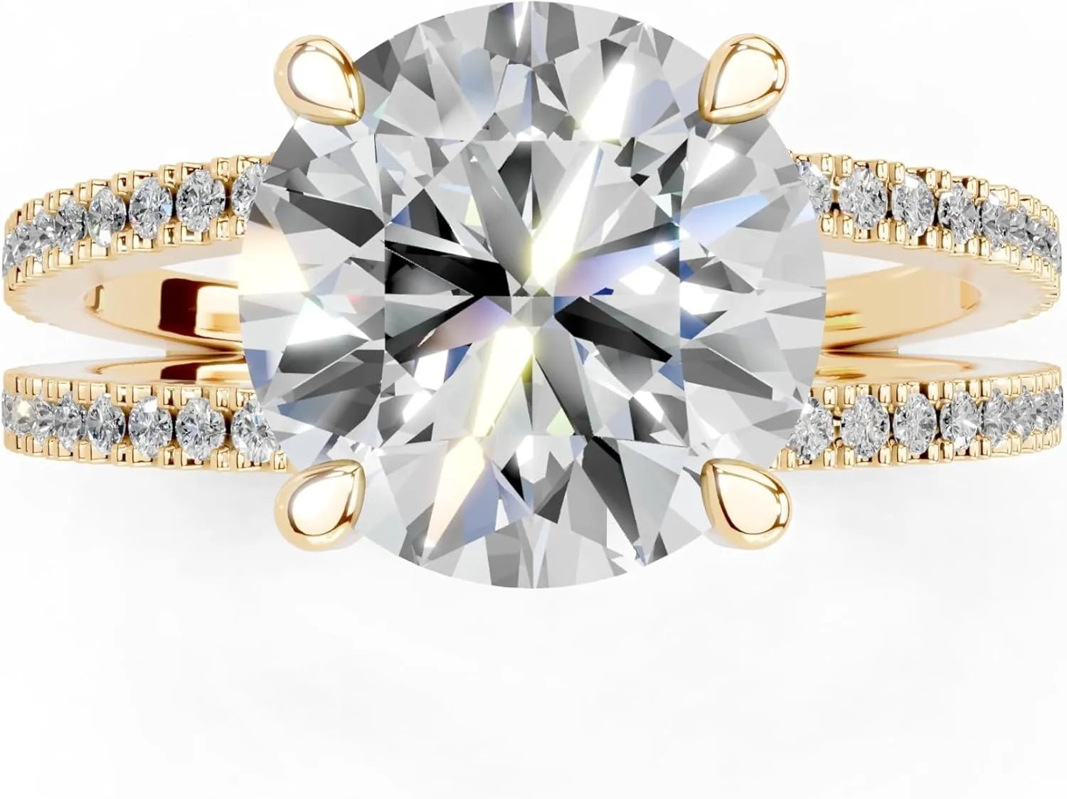 1-5 Carat 14K 18K Gold Platinum Round cut Pave Split Shank Lab Grown Diamond Ring, Engagement, Anniversary Wedding, IGI Certified Promise Rings for Women (1-3 Ct, F-G Color, VS1-VS2 Clarity)