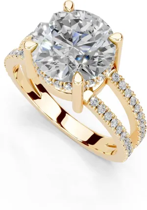1-5 Carat 14K 18K Gold Platinum Round cut Pave Split Shank Lab Grown Diamond Ring, Engagement, Anniversary Wedding, IGI Certified Promise Rings for Women (1-3 Ct, F-G Color, VS1-VS2 Clarity)