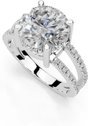 1-5 Carat 14K 18K Gold Platinum Round cut Pave Split Shank Lab Grown Diamond Ring, Engagement, Anniversary Wedding, IGI Certified Promise Rings for Women (1-3 Ct, F-G Color, VS1-VS2 Clarity)