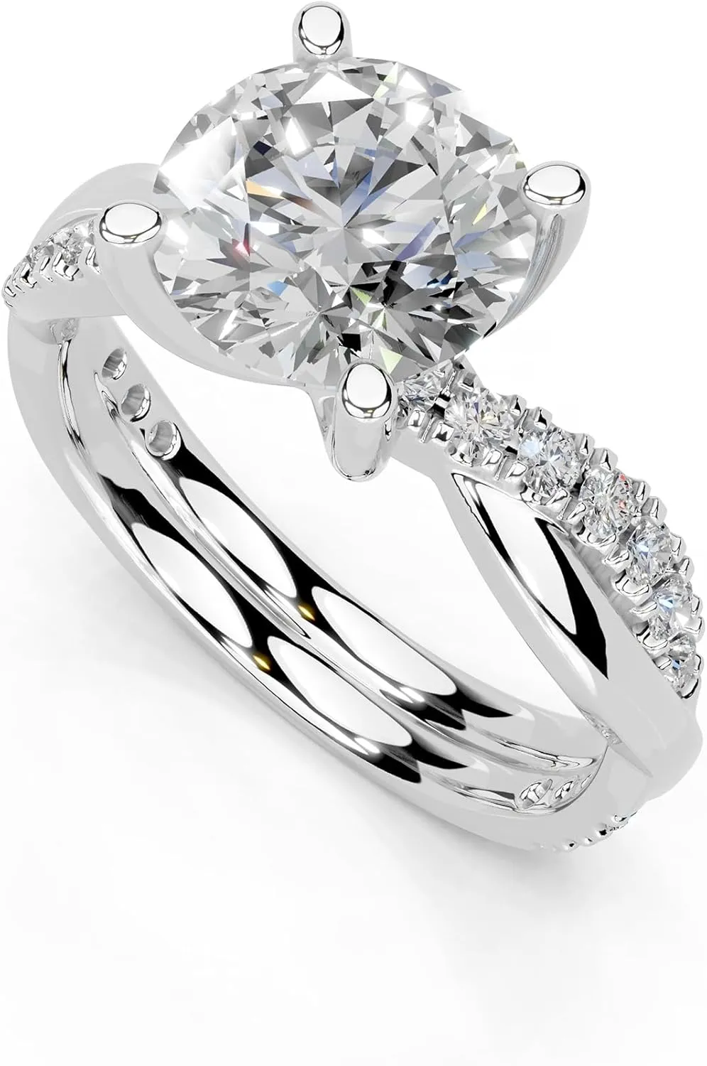 1-5 Carat 14K 18K Gold Platinum Twisted Style Round Cut Lab Grown Diamond Ring, Engagement, Anniversary, Wedding, IGI Certified, Promise Rings for Women (1-5 Ct, F-G Color, VS1-VS2 Clarity)