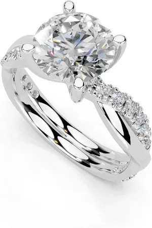 1-5 Carat 14K 18K Gold Platinum Twisted Style Round Cut Lab Grown Diamond Ring, Engagement, Anniversary, Wedding, IGI Certified, Promise Rings for Women (1-5 Ct, F-G Color, VS1-VS2 Clarity)