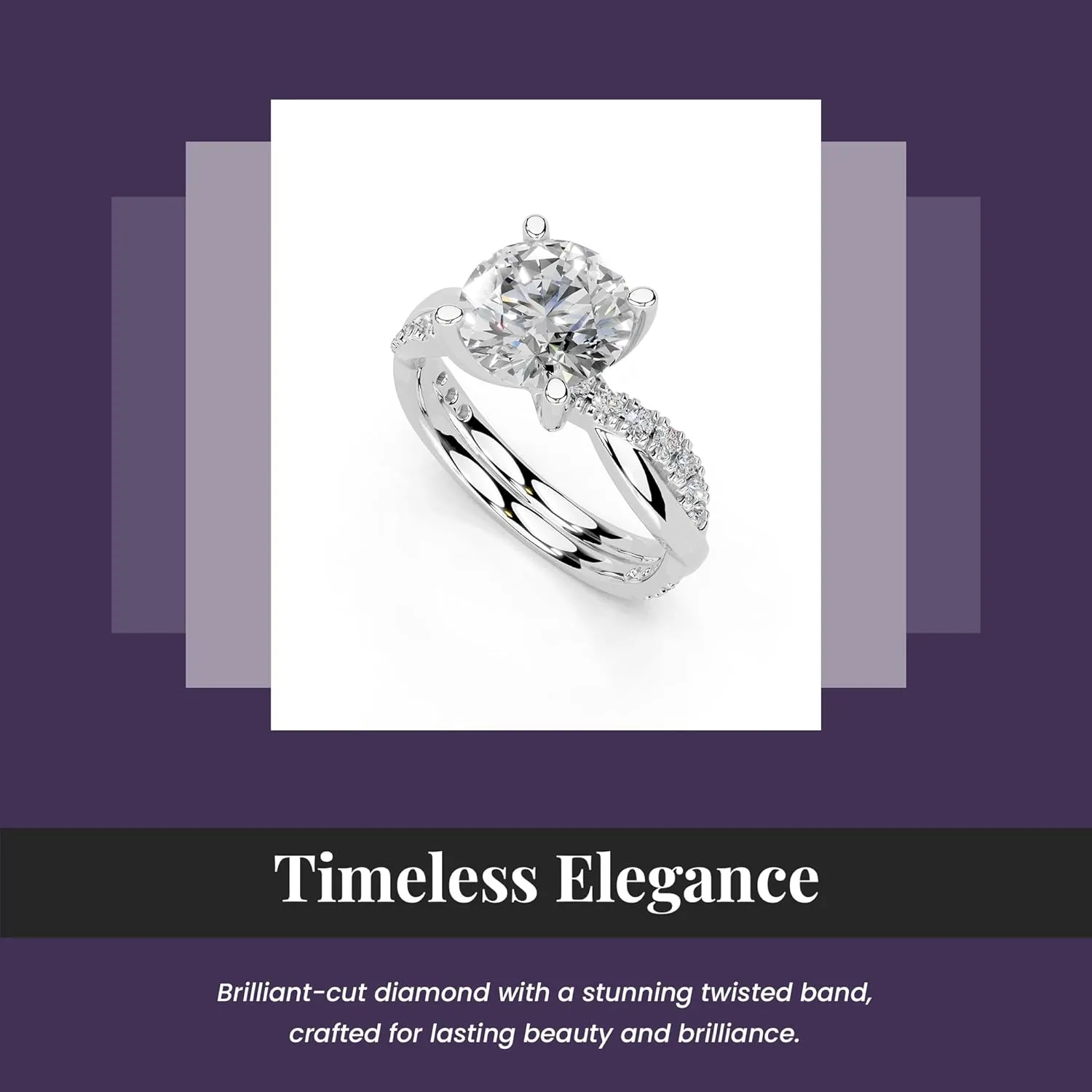 1-5 Carat 14K 18K Gold Platinum Twisted Style Round Cut Lab Grown Diamond Ring, Engagement, Anniversary, Wedding, IGI Certified, Promise Rings for Women (1-5 Ct, F-G Color, VS1-VS2 Clarity)