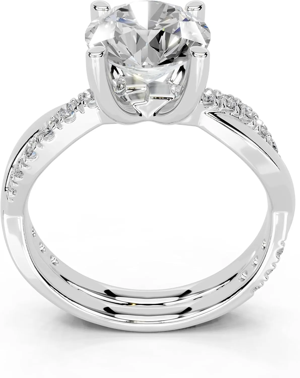 1-5 Carat 14K 18K Gold Platinum Twisted Style Round Cut Lab Grown Diamond Ring, Engagement, Anniversary, Wedding, IGI Certified, Promise Rings for Women (1-5 Ct, F-G Color, VS1-VS2 Clarity)