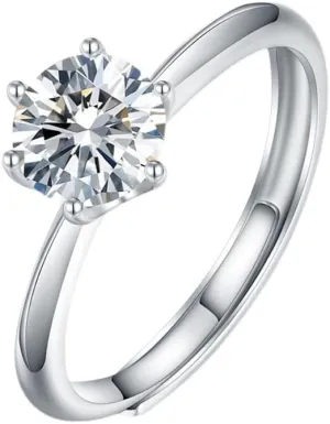 1 Carat Diamond Engagement Ring For Women - GIA Certified Natural Solitaire [Round] Cut Wedding Band In 14K White Gold, Ideal For Anniversary & Bridal Jewelry Gift