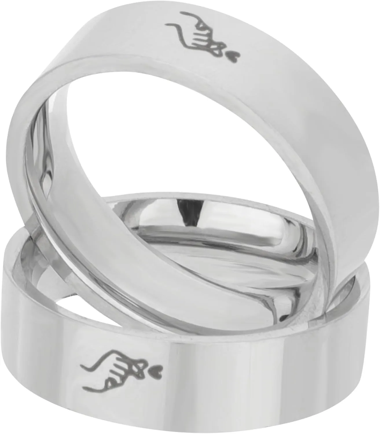 1 Pair Love Heart Couple Ring Set Matching Rings for Couples Silver Wedding Bands for Men Women