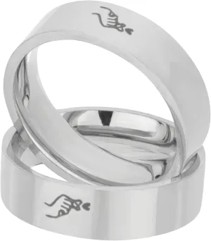 1 Pair Love Heart Couple Ring Set Matching Rings for Couples Silver Wedding Bands for Men Women