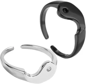 1 Pair Yin Couple Rings Matching Finger Rings Jewelry for Lovers Premium Durable Wear Resistant present for Valentine Day Special Occasions