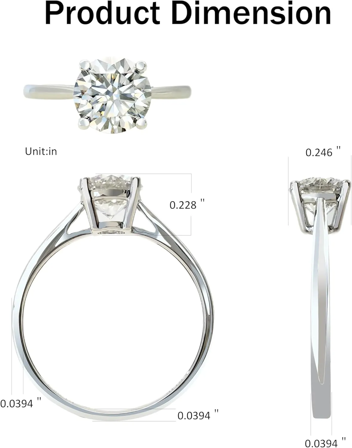 1 to 2 Carat IGI Certified LAB Grown Diamond Engagement Rings for Women 14k White Gold 4-Prong Wedding Promise Anniversary Bridal Rings Jewelry Gift for Her