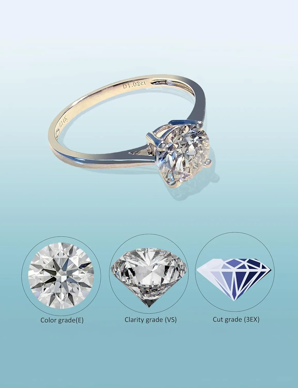 1 to 2 Carat IGI Certified LAB Grown Diamond Engagement Rings for Women 14k White Gold 4-Prong Wedding Promise Anniversary Bridal Rings Jewelry Gift for Her