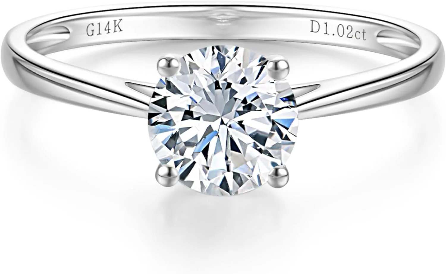 1 to 2 Carat IGI Certified LAB Grown Diamond Engagement Rings for Women 14k White Gold 4-Prong Wedding Promise Anniversary Bridal Rings Jewelry Gift for Her