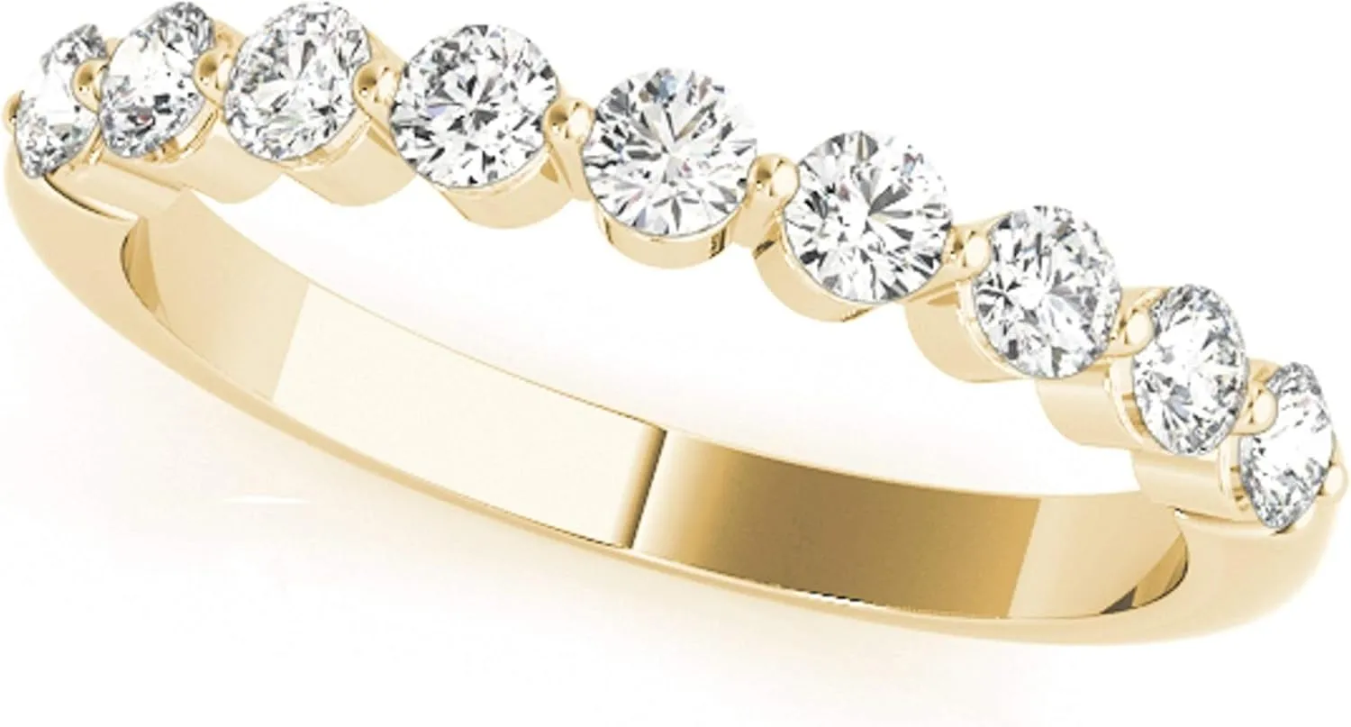 1/2 Carat Diamond Wedding Band In 10K Rose, White & Yellow Gold, Best Valentinesday Gift