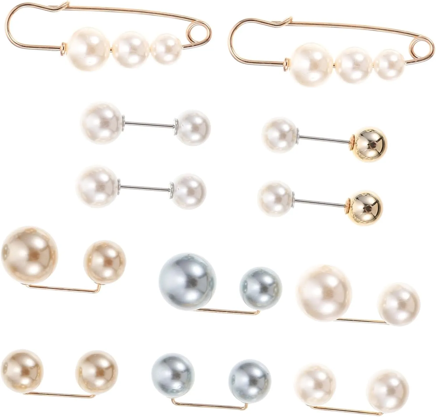 12Pcs Creative Pearl Brooch Pins Elegant Waistline Accessories for Dresses and Skirts Durable Alloy Brooches for Weddings Parties and Daily Wear