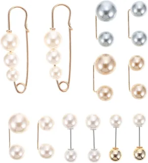 12pcs Creative Pearl Brooches Durable Alloy Waistline Pins for Clothing Decoration Elegant and Unique Design Simple and Easy to Carry Random Styles Included