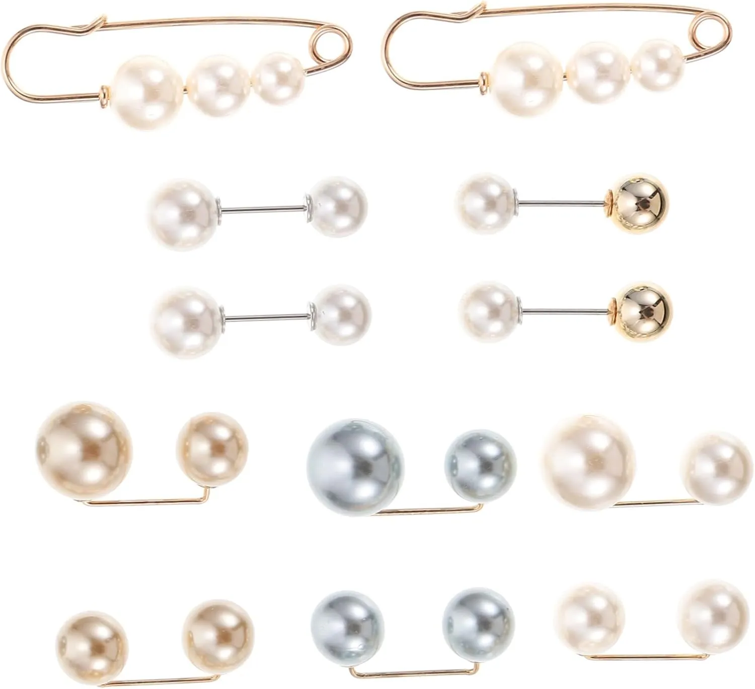 12Pcs Elegant Pearl Brooch Pins Skirt Cardigan Safety Pins Decorative Accessories for Weddings Parties Lightweight Design