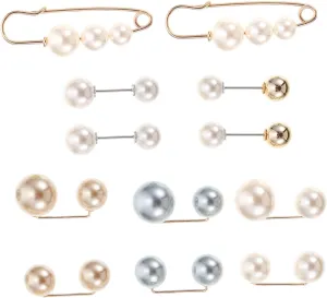 12Pcs Elegant Pearl Brooch Pins Skirt Cardigan Safety Pins Decorative Accessories for Weddings Parties Lightweight Design
