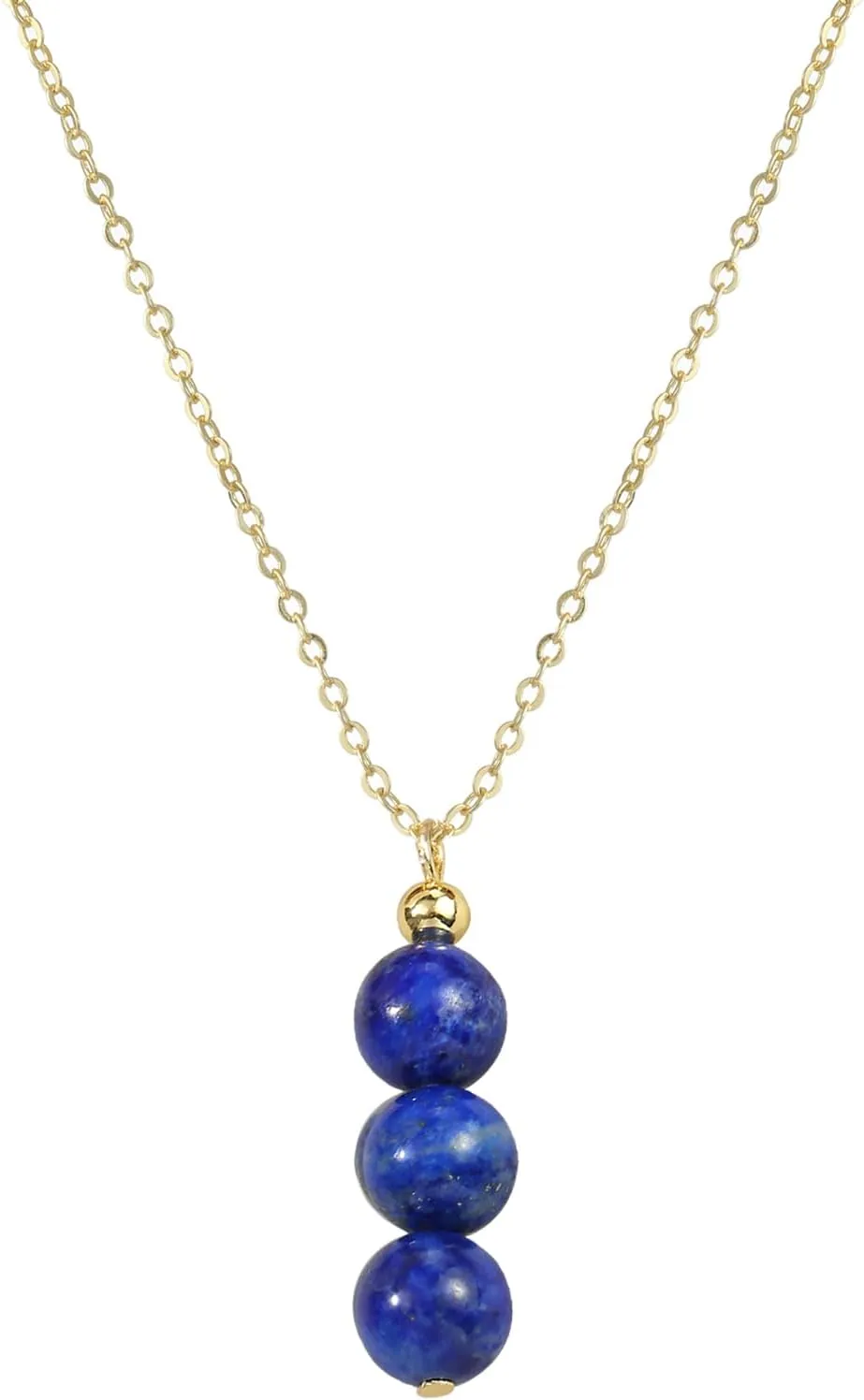 14K Genuine Gold Plated Necklace with Natural Stone Beads Pendant, Gemstone Healing Crystal Necklace, Jade Necklace for Women Jewelry Gifts for Women