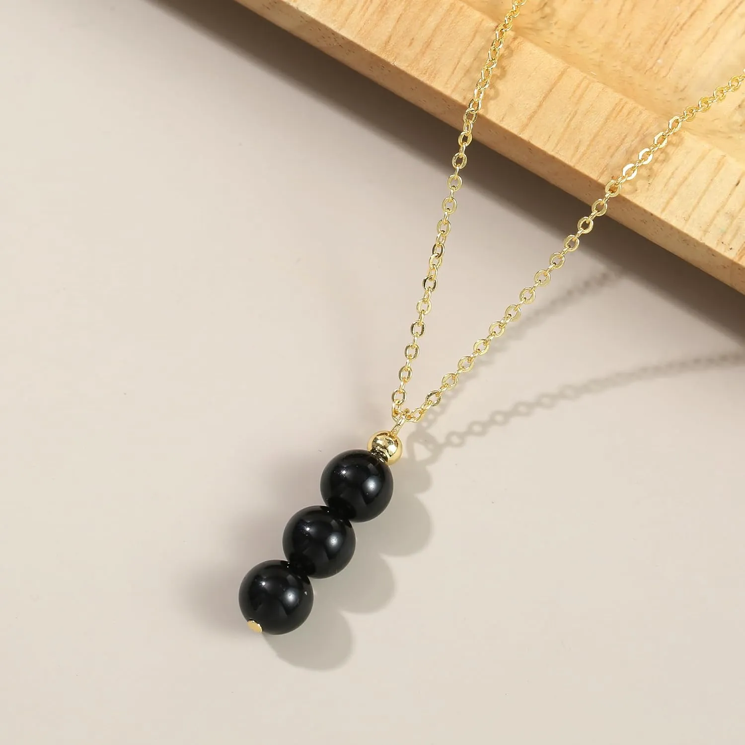 14K Genuine Gold Plated Necklace with Natural Stone Beads Pendant, Gemstone Healing Crystal Necklace, Jade Necklace for Women Jewelry Gifts for Women