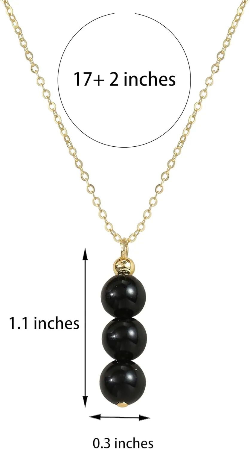 14K Genuine Gold Plated Necklace with Natural Stone Beads Pendant, Gemstone Healing Crystal Necklace, Jade Necklace for Women Jewelry Gifts for Women
