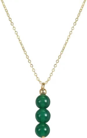 14K Genuine Gold Plated Necklace with Natural Stone Beads Pendant, Gemstone Healing Crystal Necklace, Jade Necklace for Women Jewelry Gifts for Women