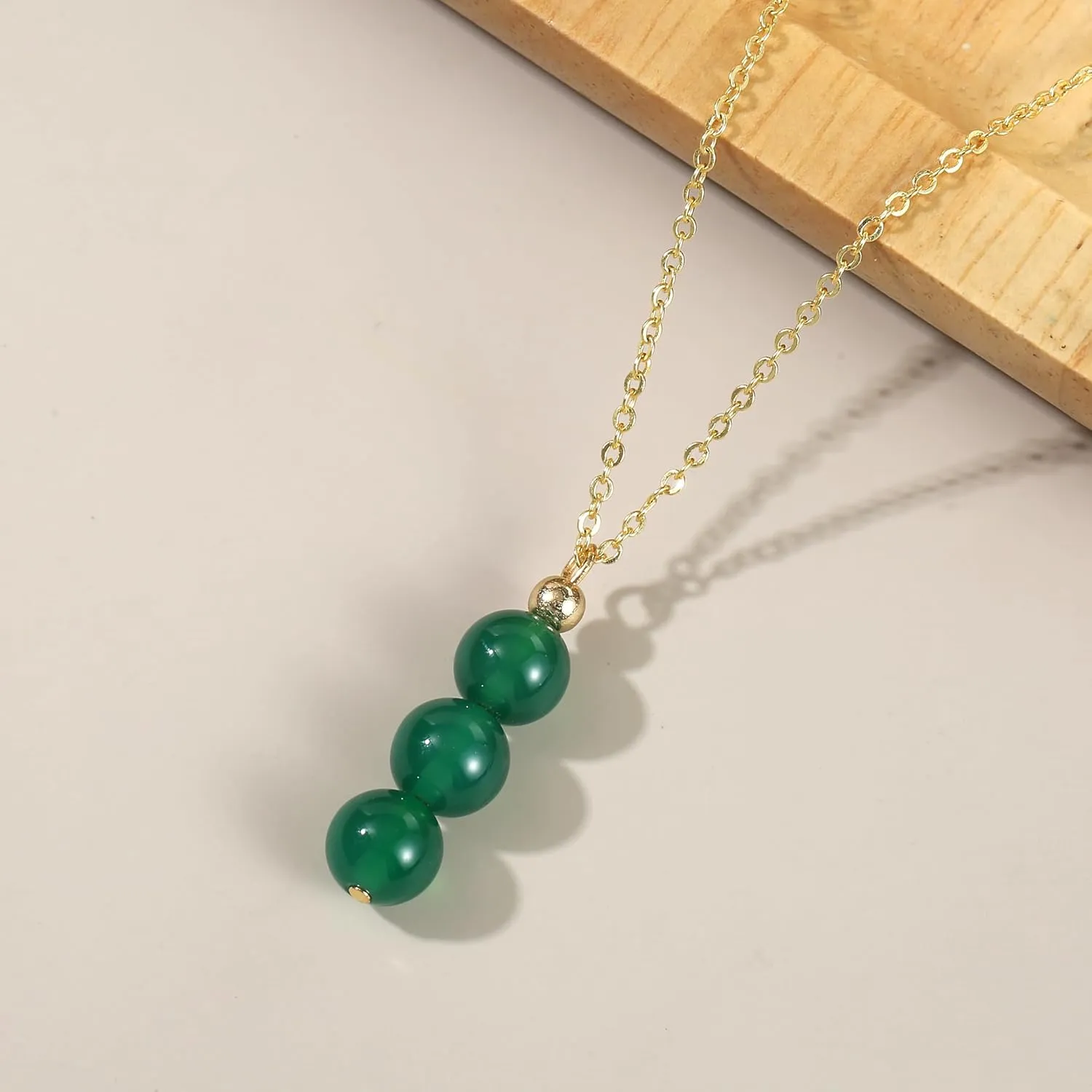 14K Genuine Gold Plated Necklace with Natural Stone Beads Pendant, Gemstone Healing Crystal Necklace, Jade Necklace for Women Jewelry Gifts for Women