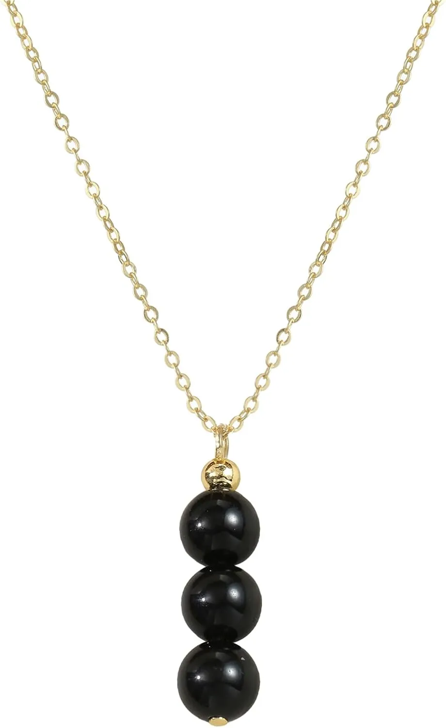 14K Genuine Gold Plated Necklace with Natural Stone Beads Pendant, Gemstone Healing Crystal Necklace, Jade Necklace for Women Jewelry Gifts for Women