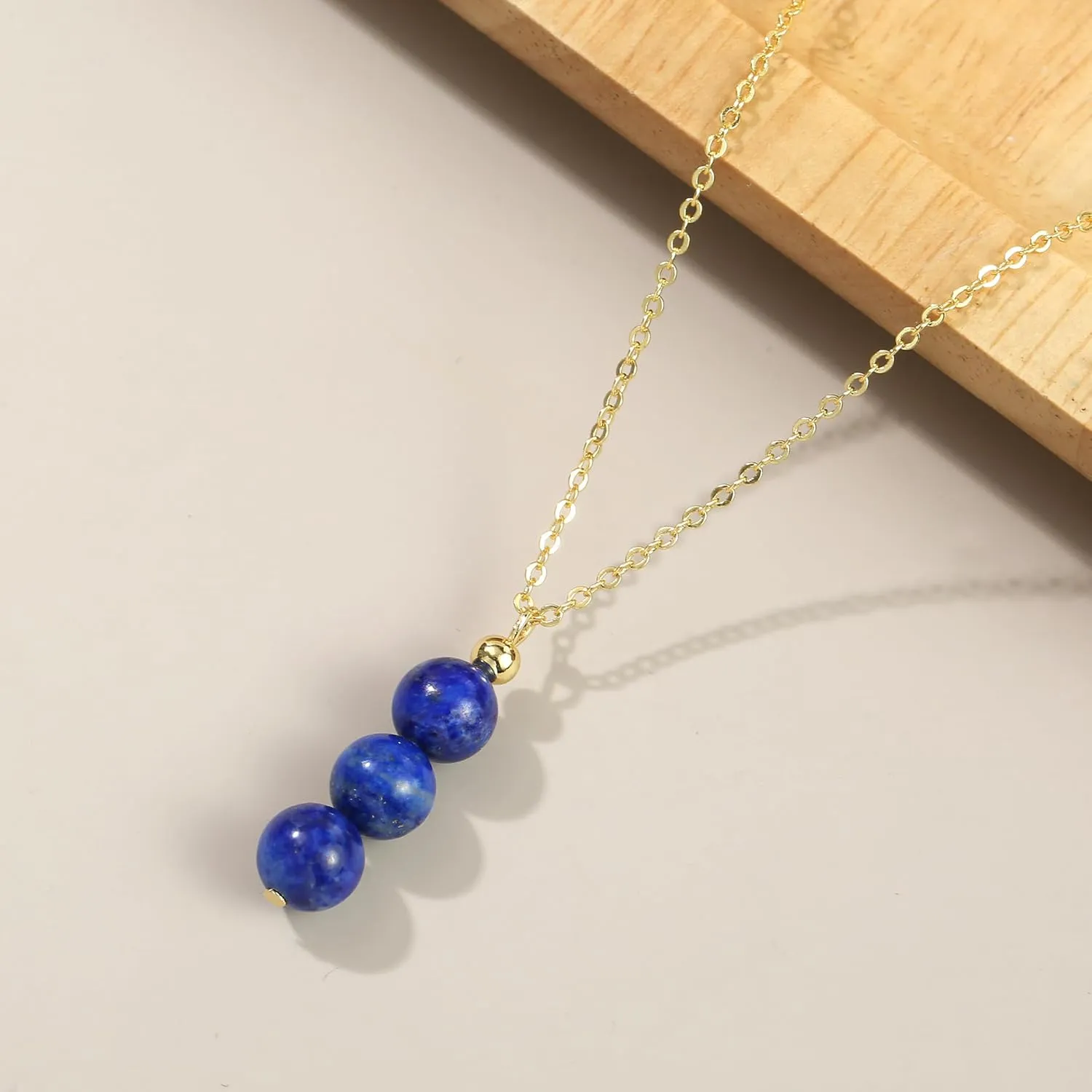 14K Genuine Gold Plated Necklace with Natural Stone Beads Pendant, Gemstone Healing Crystal Necklace, Jade Necklace for Women Jewelry Gifts for Women
