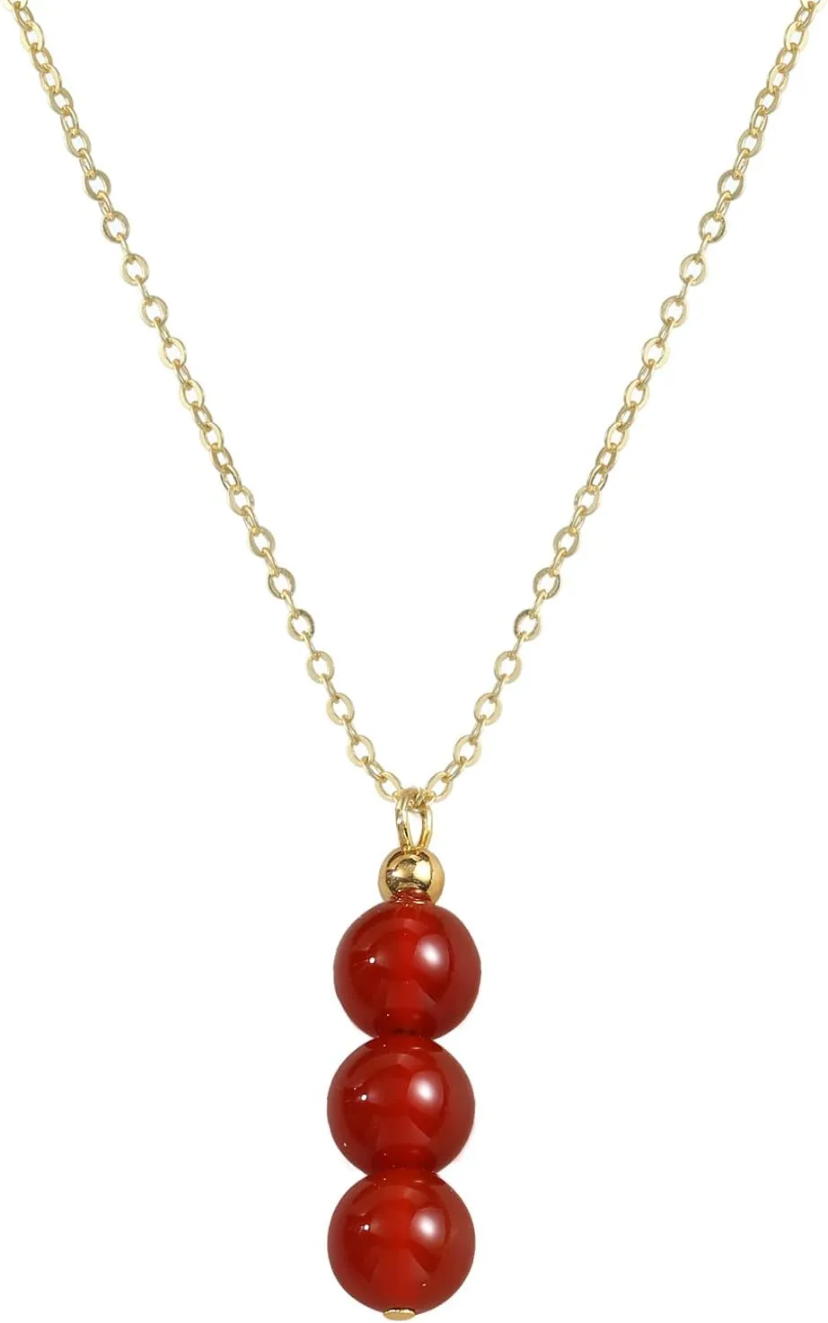 14K Genuine Gold Plated Necklace with Natural Stone Beads Pendant, Gemstone Healing Crystal Necklace, Jade Necklace for Women Jewelry Gifts for Women