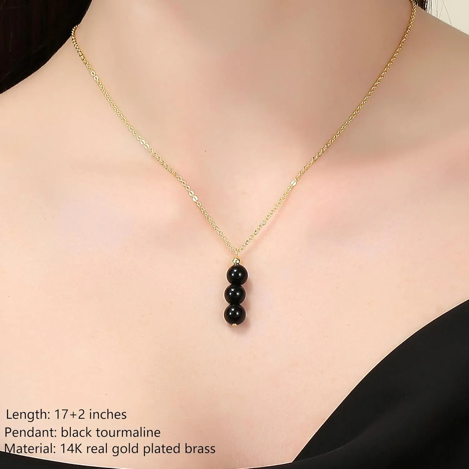 14K Genuine Gold Plated Necklace with Natural Stone Beads Pendant, Gemstone Healing Crystal Necklace, Jade Necklace for Women Jewelry Gifts for Women