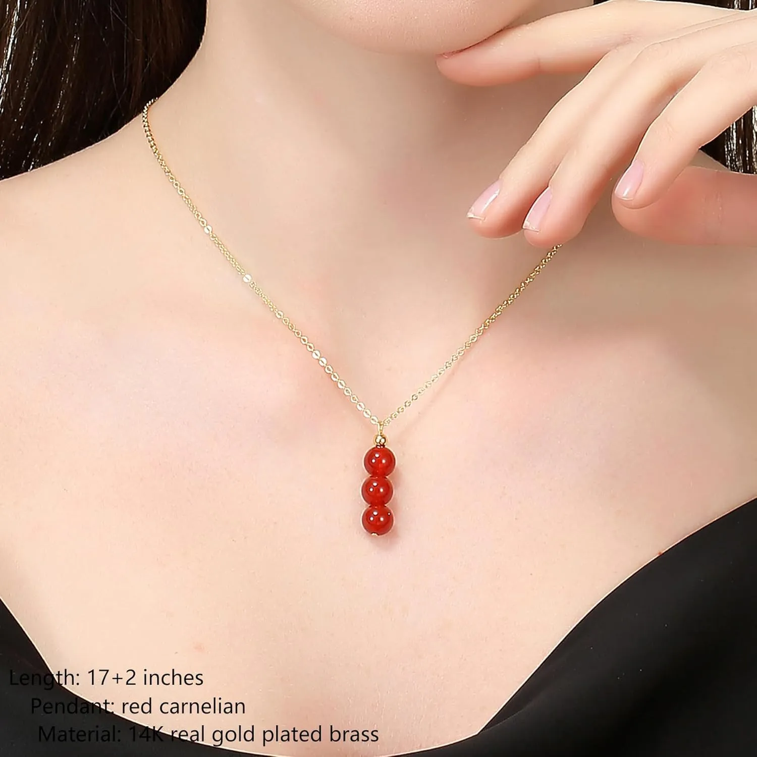 14K Genuine Gold Plated Necklace with Natural Stone Beads Pendant, Gemstone Healing Crystal Necklace, Jade Necklace for Women Jewelry Gifts for Women