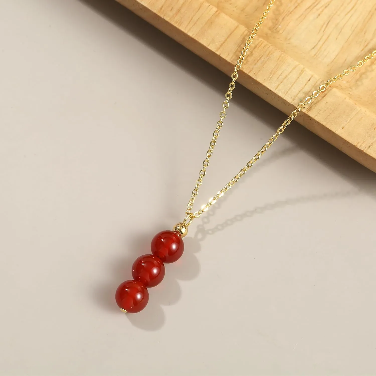 14K Genuine Gold Plated Necklace with Natural Stone Beads Pendant, Gemstone Healing Crystal Necklace, Jade Necklace for Women Jewelry Gifts for Women