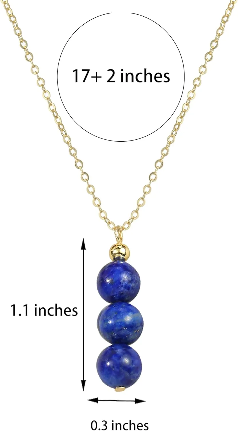 14K Genuine Gold Plated Necklace with Natural Stone Beads Pendant, Gemstone Healing Crystal Necklace, Jade Necklace for Women Jewelry Gifts for Women