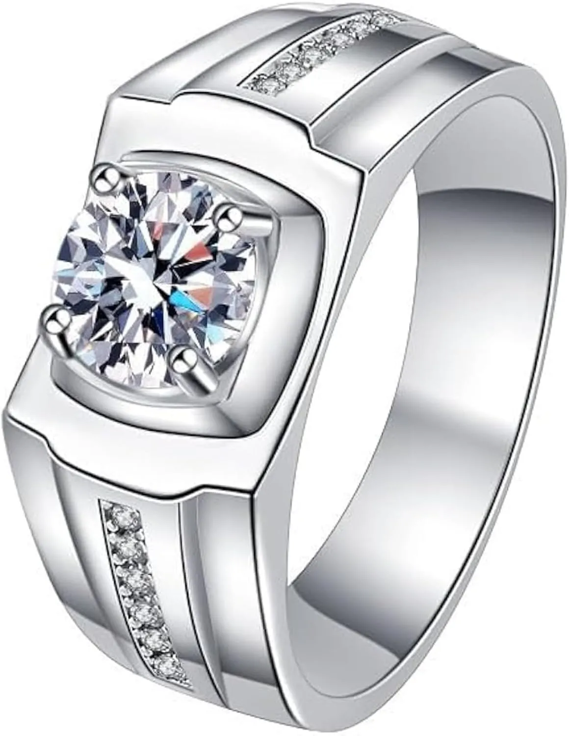 14K Gold 1ct Diamond Wedding Rings for Men,Iced Out Wedding Band (D-color,VVS1 Clarity),Ideal Wedding Gift for the Stylish Dad