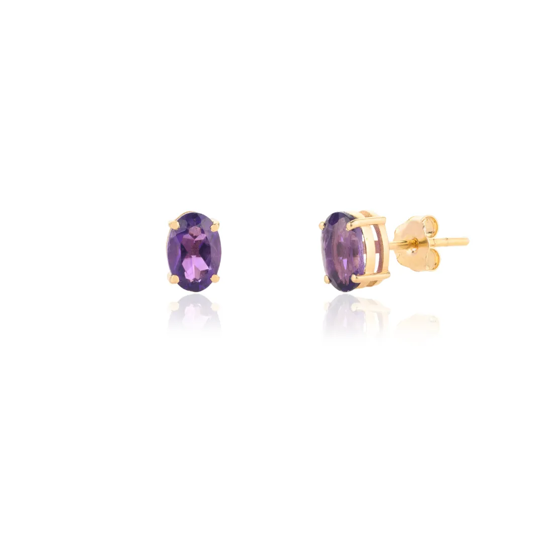 14k Gold Amethyst Studs