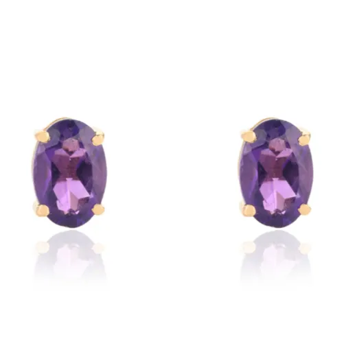 14k Gold Amethyst Studs