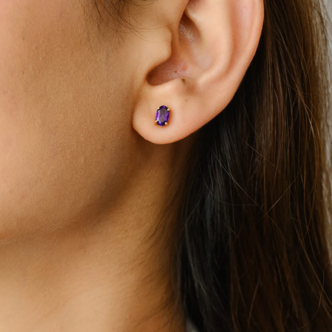 14k Gold Amethyst Studs