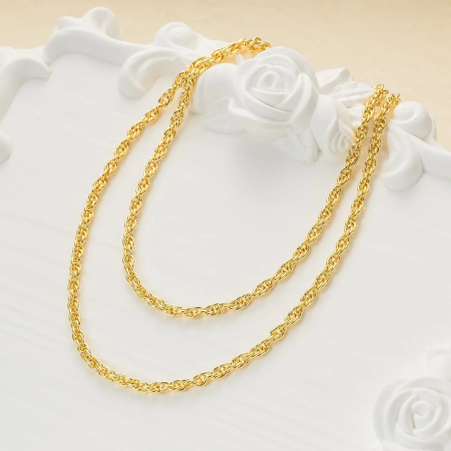 14K Gold Chain for Women & Men Gold Necklace for Women & Mens Necklaces for Womens Trendy Twist Rope Chain Necklace for Womens Mens Chains Neckalces for Men 3mm 16????- 30??