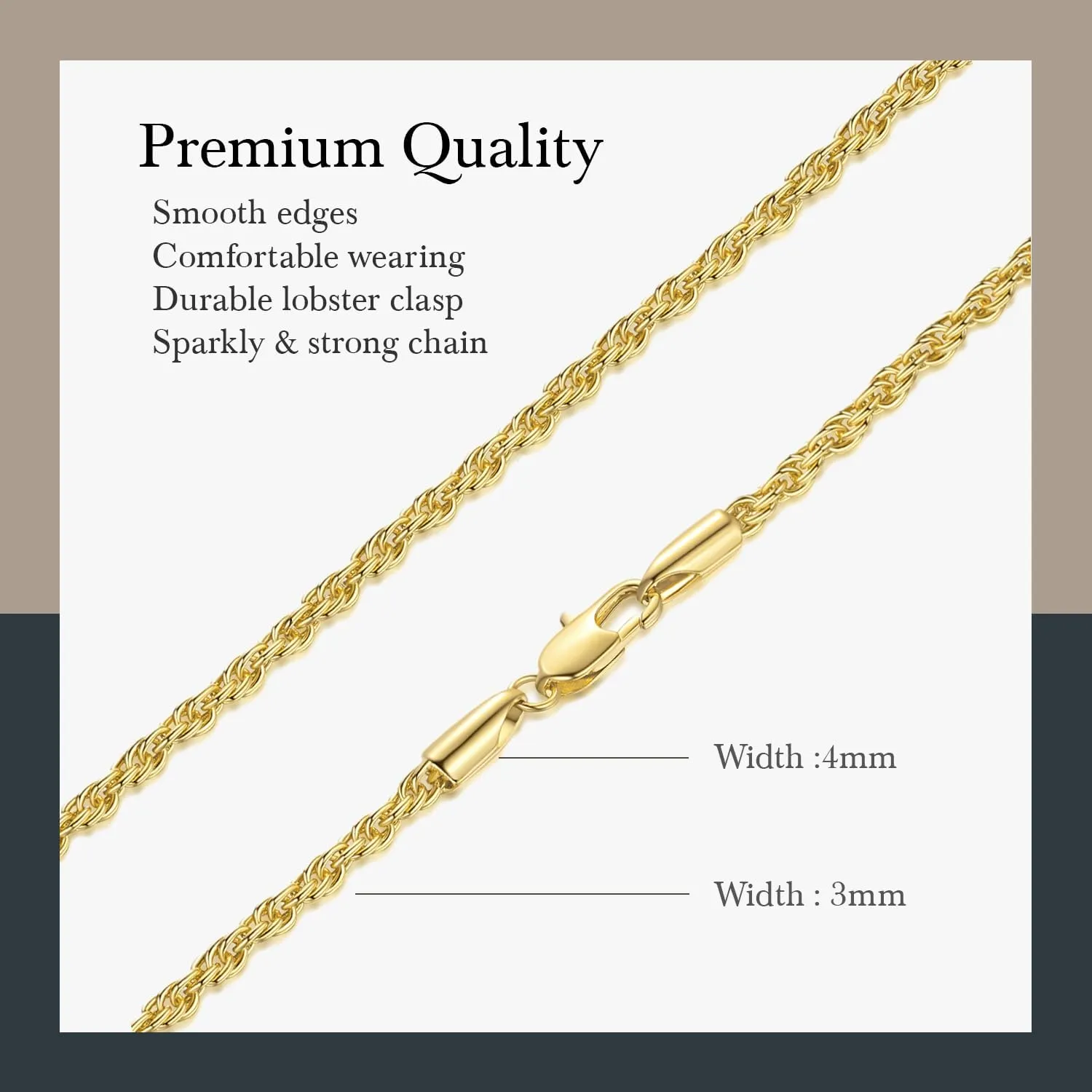 14K Gold Chain for Women & Men Gold Necklace for Women & Mens Necklaces for Womens Trendy Twist Rope Chain Necklace for Womens Mens Chains Neckalces for Men 3mm 16????- 30??