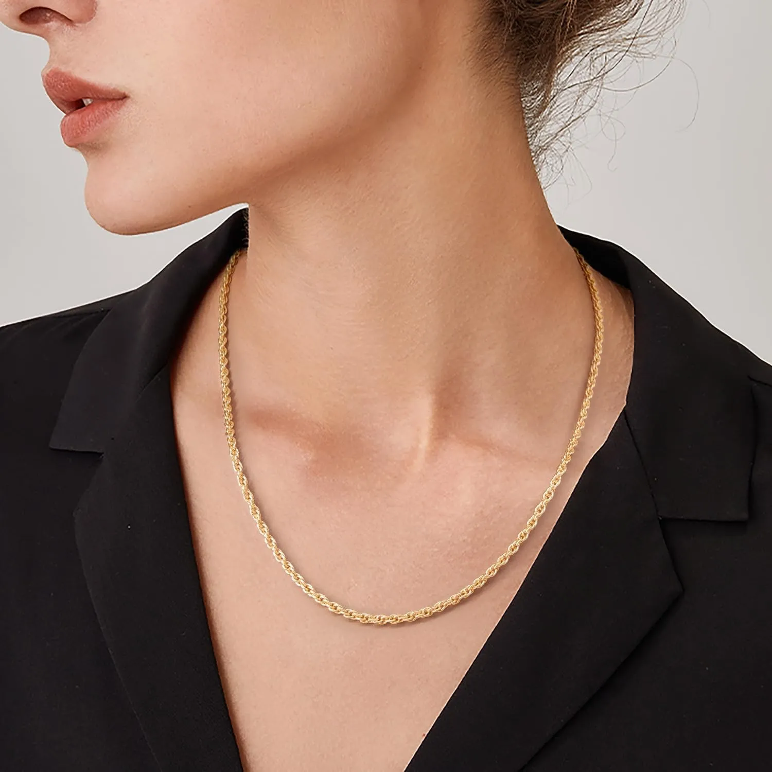 14K Gold Chain for Women & Men Gold Necklace for Women & Mens Necklaces for Womens Trendy Twist Rope Chain Necklace for Womens Mens Chains Neckalces for Men 3mm 16????- 30??