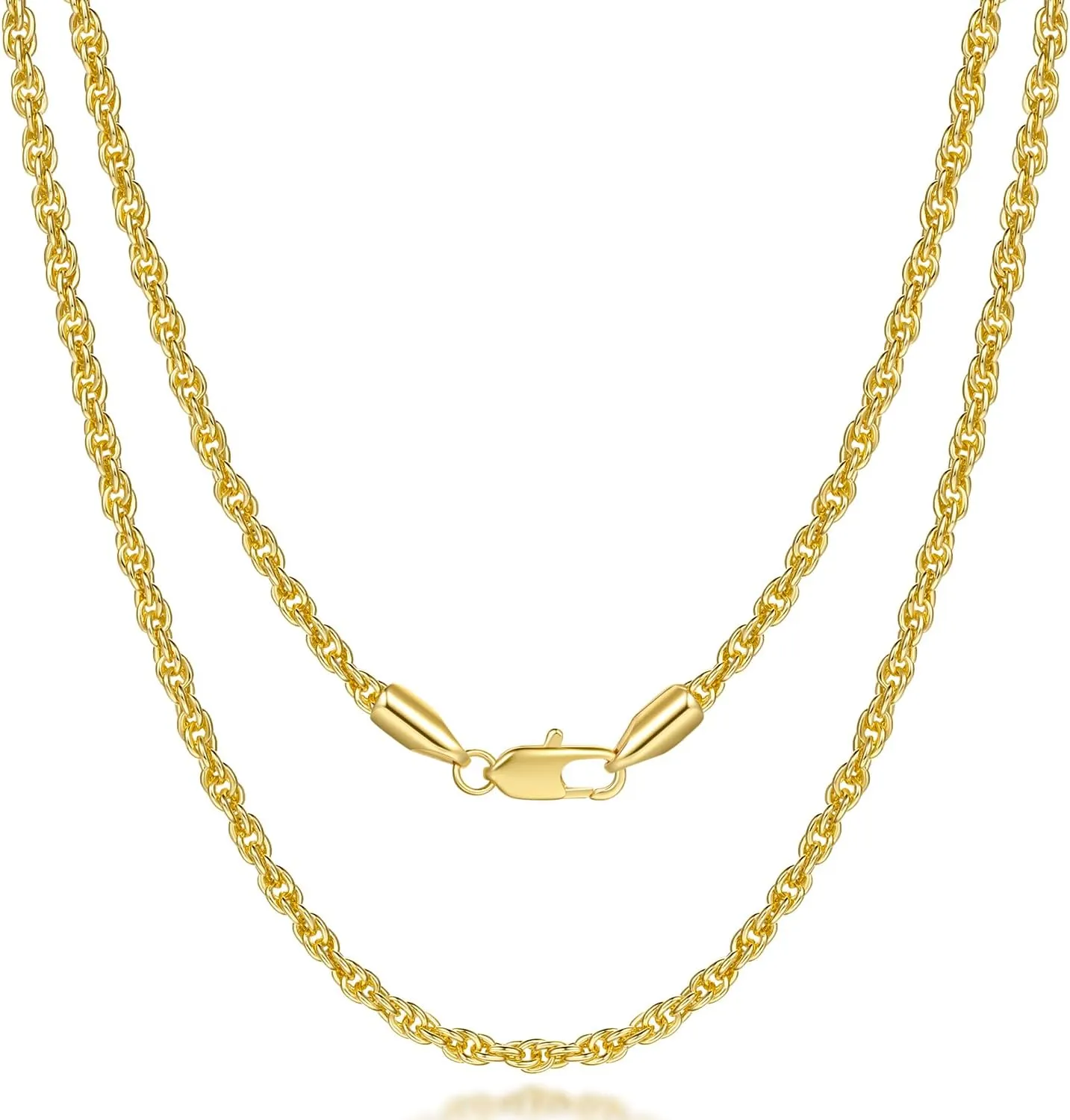 14K Gold Chain for Women & Men Gold Necklace for Women & Mens Necklaces for Womens Trendy Twist Rope Chain Necklace for Womens Mens Chains Neckalces for Men 3mm 16????- 30??